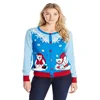 Blue Jacquard Xmas Cardigan Women Knitted Ugly Christmas Sweater