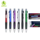 New Arrival 3 in 1 Promotional Customized Laser Logo LED Light Ball Pen with Rubber Stylus