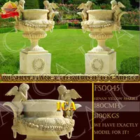 Big Garden Yellow Marble Flowerpot Stone