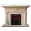 Beige Marble Column Free Standing Fireplace Mantel Sculpture for sale