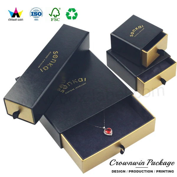 high quality luxury rigid gift custom jewelry packaging box with