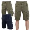 New Mens Designer Twill Denim Cotton Shorts Zip Fly Cargo Pants with Drawstring Hem