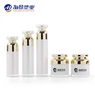 Hot sale cosmetic products white plastic 30ml liquid airless pump bottles series