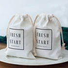 Custom Hemp Plain Organic Muslin Cotton Calico Drawstring Bag Small