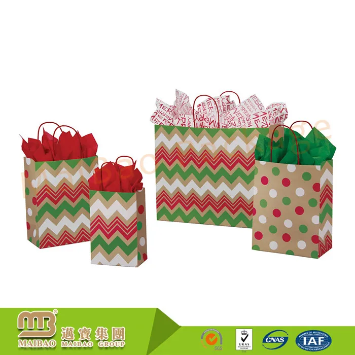 sizes personalized small gift shopping kraft paper christmas bag