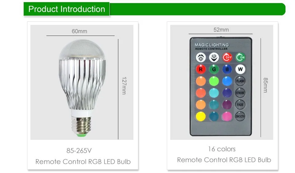 2015 New RGB LED Bulb E27 10W LED Lamp Light Led Spotlight Spot Light 16 Color Changing Dimmable Lampada led AC85-265V 110v 220v