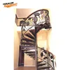 Custom Arc Stair Curved Stainless Steel Spiral Staircase with Iron Railing Designs