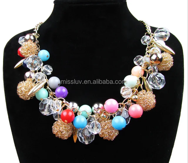 colorful candy beads crystal beads charm necklace high quality