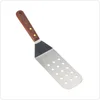 Commercial Grade Smooth Wood Handle Perforated Grill Turner Spatula For Tppanyaki Grills and Griddle
