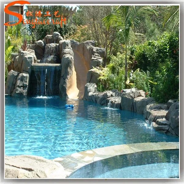 Garden Home Decoration Artificial Fiberglass Rock Waterfall Used Water