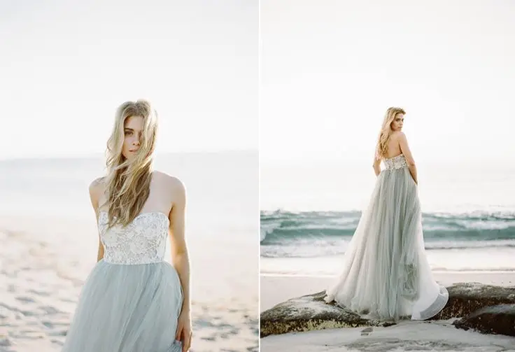 New Fashionable Elegant Beach Long 2015 Wedding Dresses With Tulle Lace Backless Romantic Vestidos Floor Length Robe De Mariage