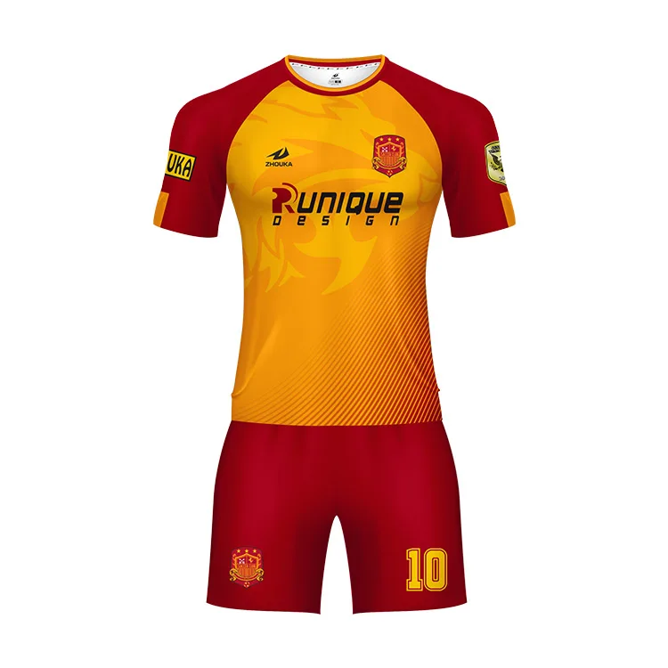 Soccer Uniform Red And Yellow Jersey 