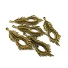 JS1336 Vintage antique bronze peacock feather charm,metal feather pendant findings made in China