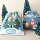 High Quality Promotional Wholesale Gift Candy Cotton Merry Christmas Drawstring Bag