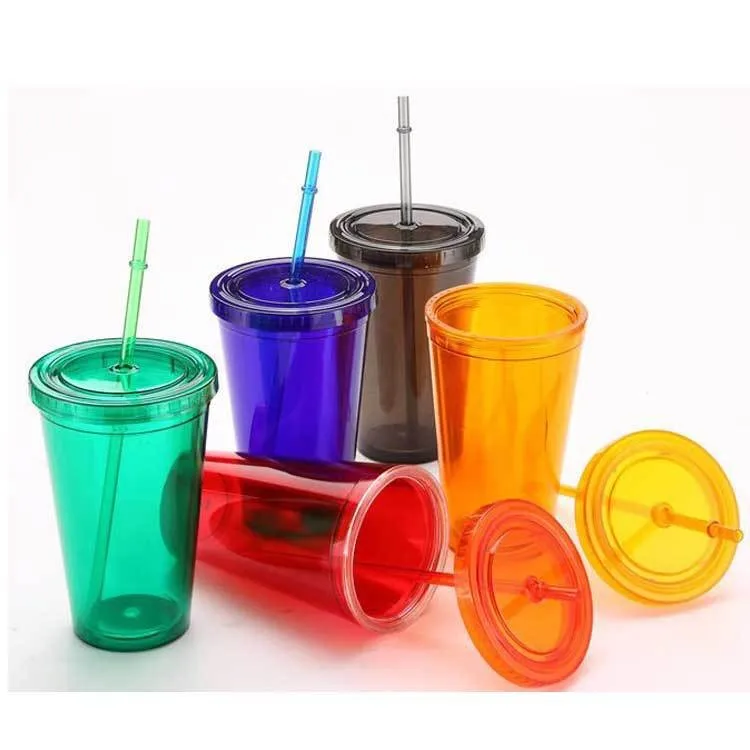 24oz Insulated Plastic Tumbler With Straw/ As Ps Plastic Tumbler With