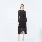 2019 Fashionable Summer Women V-Neck Waist Long Black Polka Dot Print Maxi Dress Evening