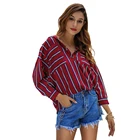 YILEYA custom women blouse and shirt long sleeve female striped top ladies shirt design