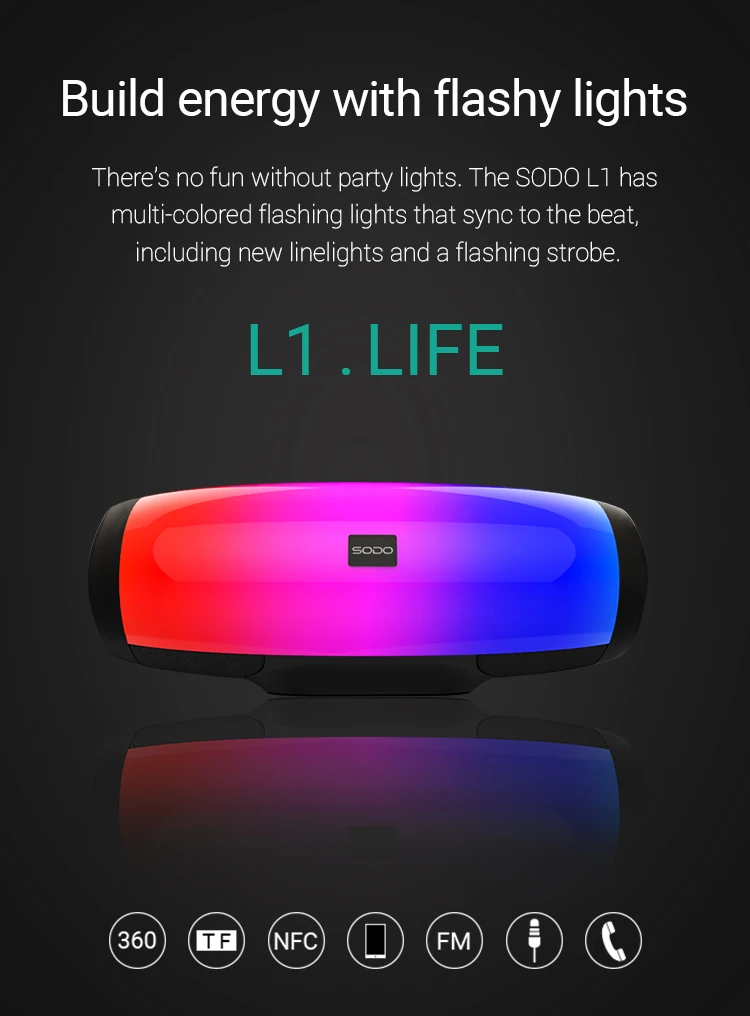 SODO L1 Light Show 3D Sound LED Wireless Bluetooth Speaker - ANKUX.COM