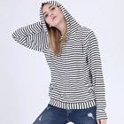 Women Zip up hoodie Bowknot pocket Stripe hoodie Two color hoodies