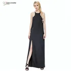 GC-86963013 Wholesale African Kaftan Women Vest Choker Abaya Dubai Style Tube Long Black Casual Slit Maxi dress