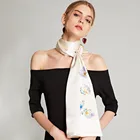 Chinese Factory Supply Luxury Hand Embroidered Long Satin Silk Scarf