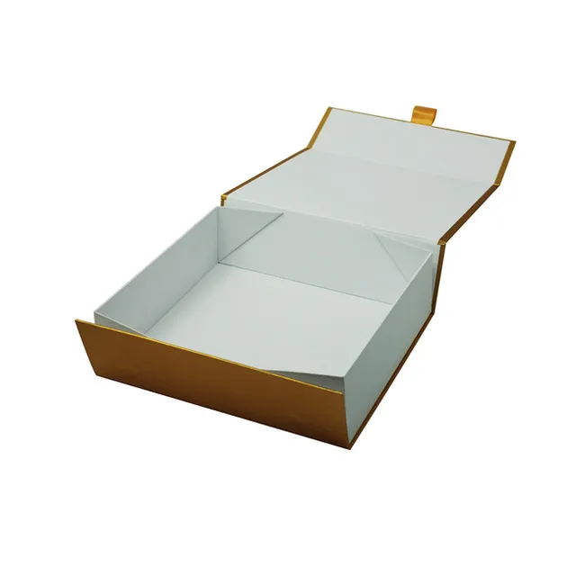 customized recycled folding gold paper box packaging, foldable