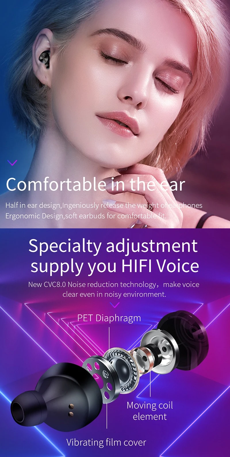 Mini Air twins A6 Wireless Earphone Blue 5.0 Tooth Tws Headphone Stereo Earbuds With Mic For Huawei iphone Samsung - ANKUX.COM