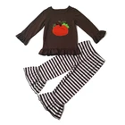 Halloween girls boutique fall and winter baby girls clothes long sleeve pumpkin kids clothing set