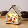 Creative LED Light Christmas Cabin Wood House Pendant Christmas Ornaments,Hanging Christmas Tree Luminous Decor