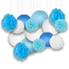 Decorative Paper Party Pack (15pcs) Paper Lanterns and Pom Pom Balls - White/Blues