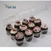 Professional Custom Plastic 12-pack cupcake carrier Box With Hinged Lid