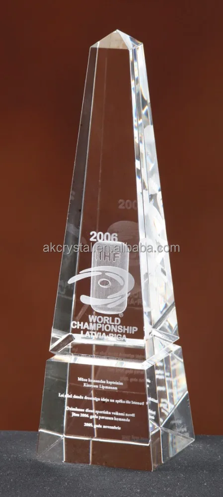 customized super quality pyramid shape k9 crystal trophies