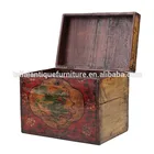 Chinese red solid wood small trunk antique box