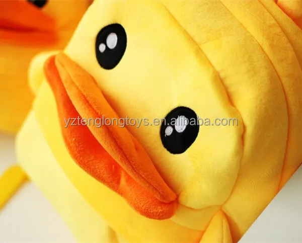 wholesale cute yellow duck plush backpack for kids