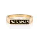 18k yellow gold jewelry 925 silver ring bananas enamel ring