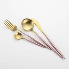 Elegant pink handles top stainless steel fork spoon Nordic series 18/10 Stainless Steel Cutlery Set gold pink
