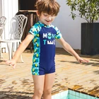 Children Swimwear Boys Jumpsuit One Piece Bathing Clothes Beach Sun Protection Short Sleeve Swimsuit