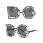 New Fashion Luxury Oversized Rhinestone Glasses Personalised Letter DG Sunglasses