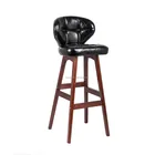 High back PU leather Cushioned bar stool chair wood