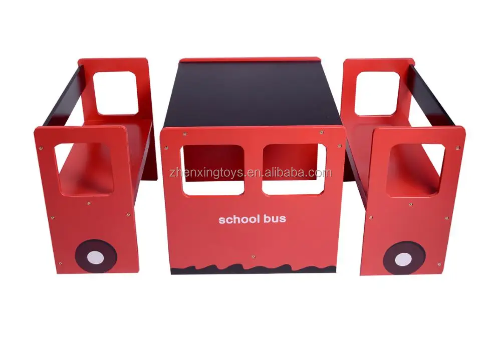 Wooden School Bus Table And Chair With Drawing Board Buy