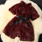 2019 Hot Sale Winter And Autumn Outwear Coat Short SleeveJuniors Thick Rabbit Fur Stand Collar Jackets Coats for Women