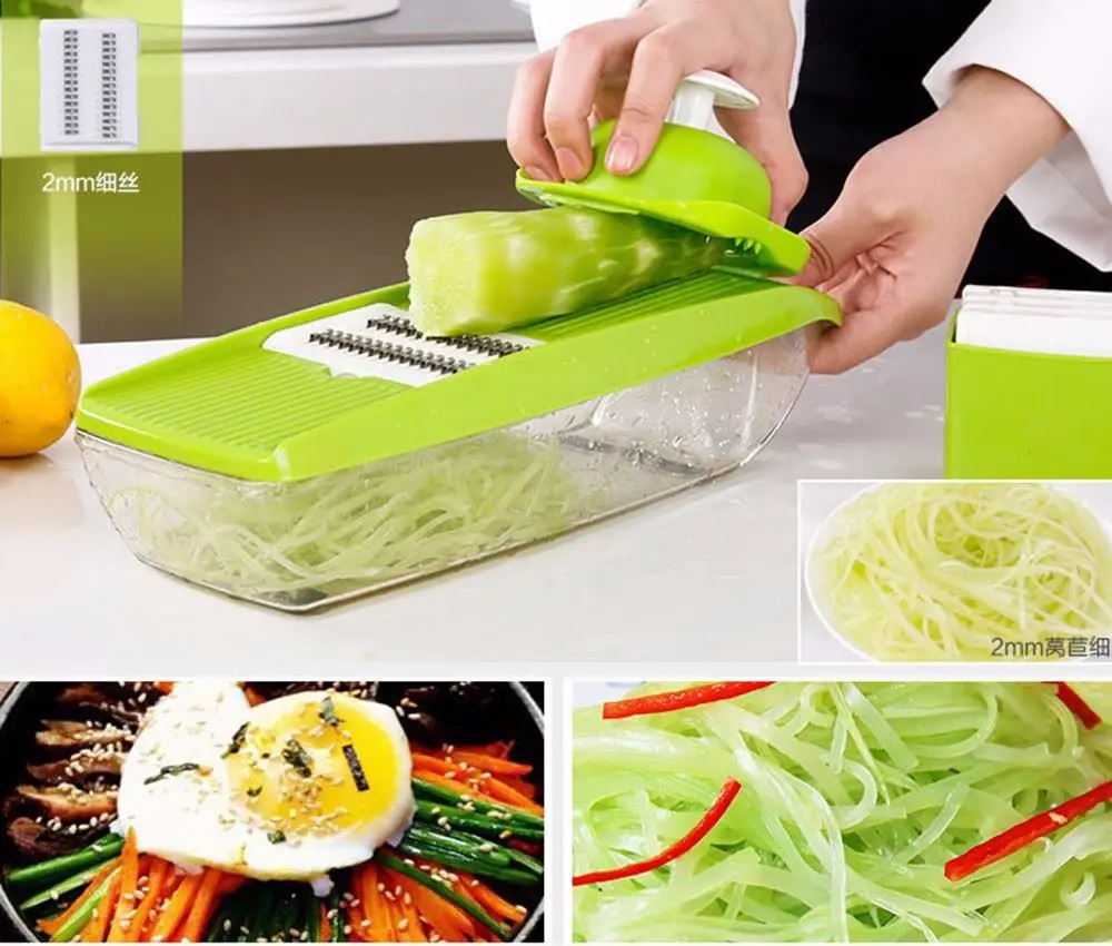 Kitchen Accessories Cooking Multi-functional Fruit Vegetable Cutter Slicer 4 Interchangeable Stainless Steel Blades tools KC1340