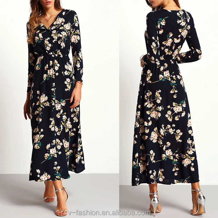 womens long sleeve floral dress