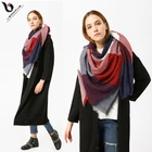 Brand name tartan plaid oversize viscose fashion lady scarf