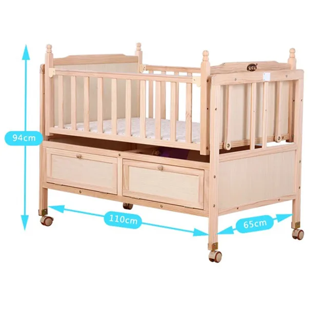 raw wood baby crib