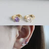 fashion dainty 925 sterling silver jewelry mini 8mm 10mm hoops girl women AAA sparking cz single stone earring