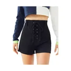 Latest women High-Waist front Placket lace up shorts