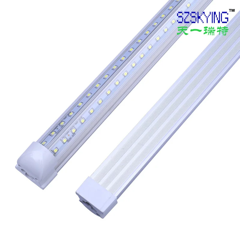 8FT LED Tube Lights 72W 7200LM SMD2835 Clear Cover Cool White 6000K Dual Row V Shape Integrated LED Tube Light