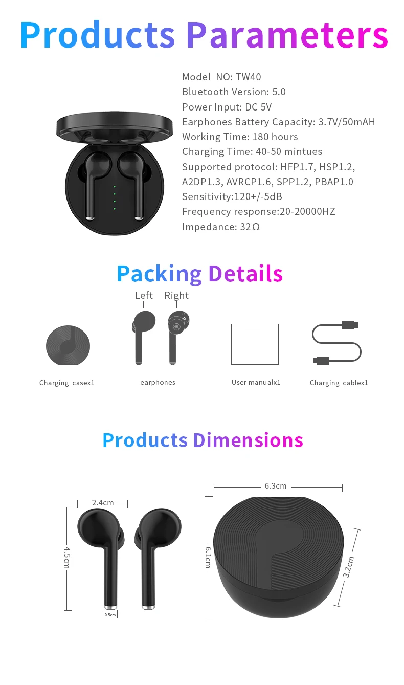 TW40 BT5.0 BlueTrum Chips TWS 17 TWS I19 High Quality Wireless earphone earbuds sport earphone - ANKUX.COM