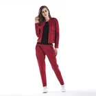 OEM ODM Custom Fall Solid Color Long Sleeve Short Jacket Trousers Sexy Two Piece Pants Set Women Clothing